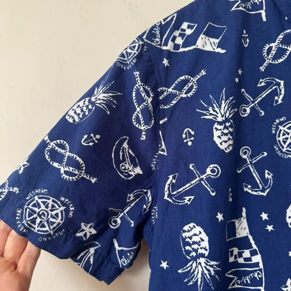 Chubbies the Nutter Nautical Anchor Summer Beach Popover Shirt M